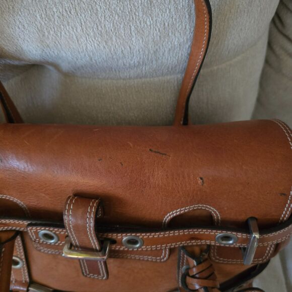 Vintage Luella Brown Leather Gisele Satchel Handbag Heart Tote Buckle Bag - Picture 3 of 6